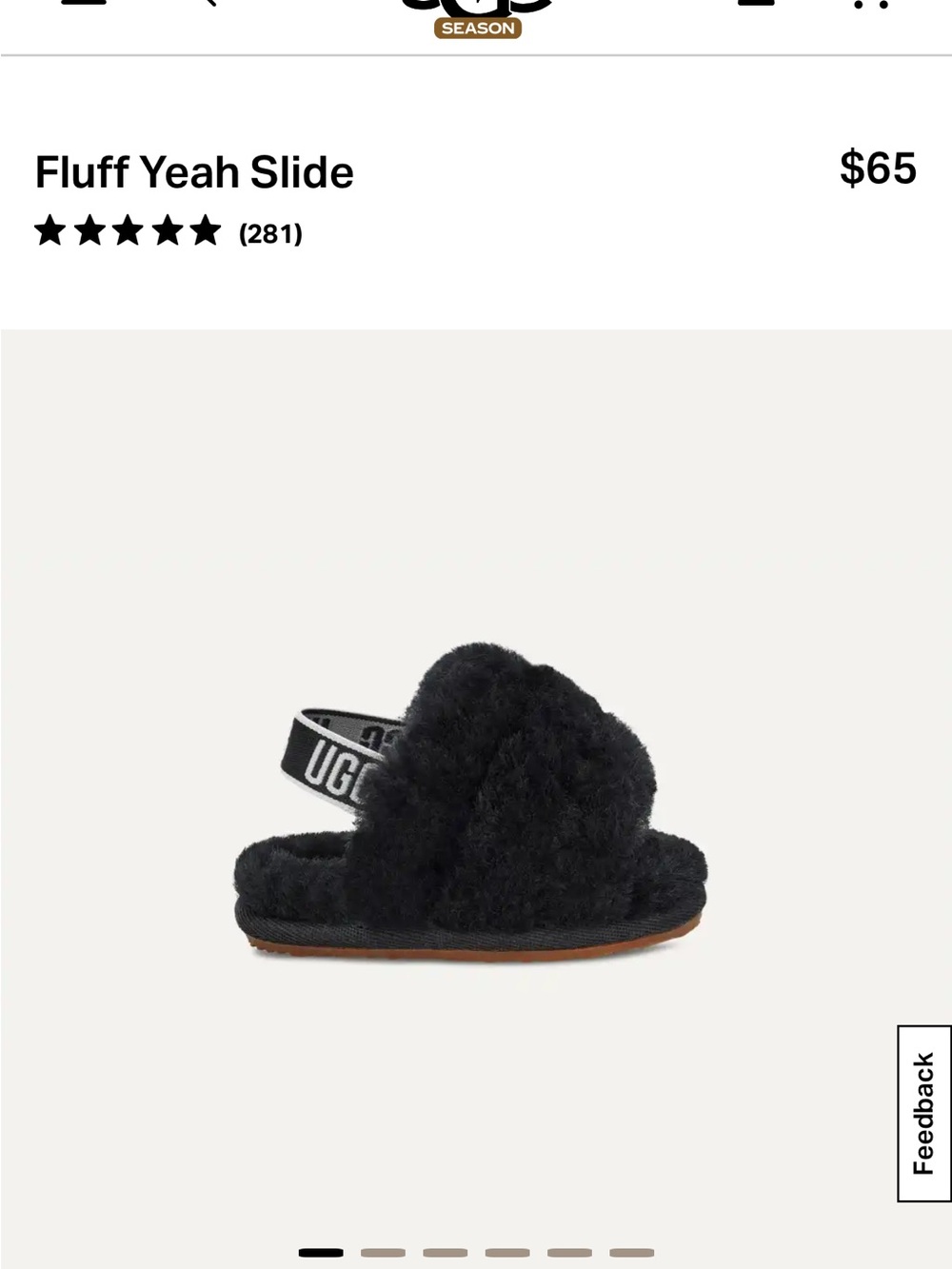 UGG Fluff Yeah Slide baby Sandal in Black 0/1